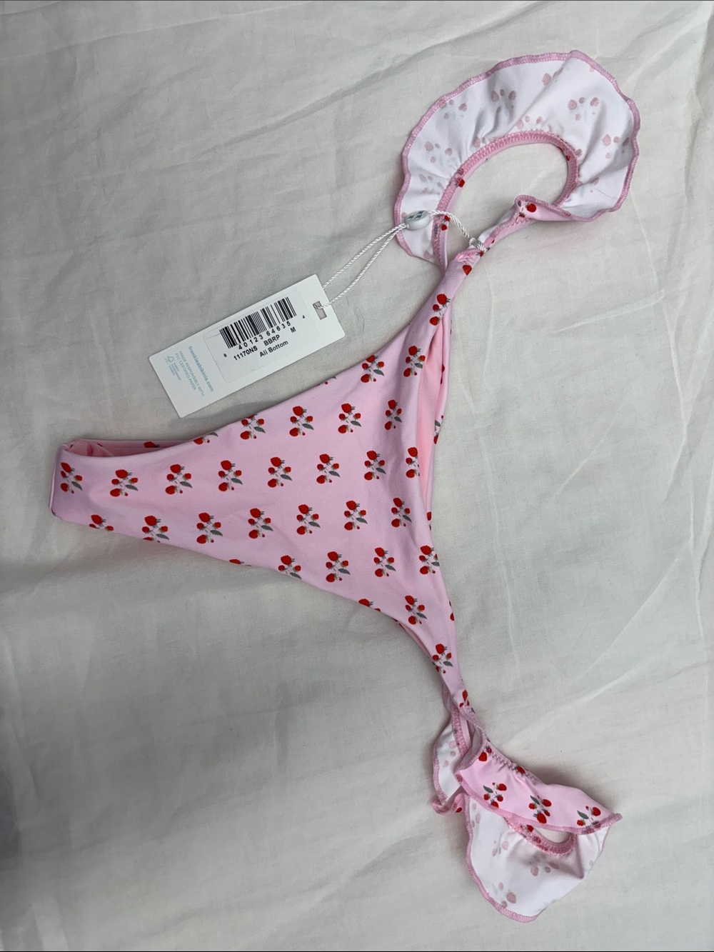 Frankies Bikinis Pink Strawberry Print Bikini Bottoms - Picture 4 of 5